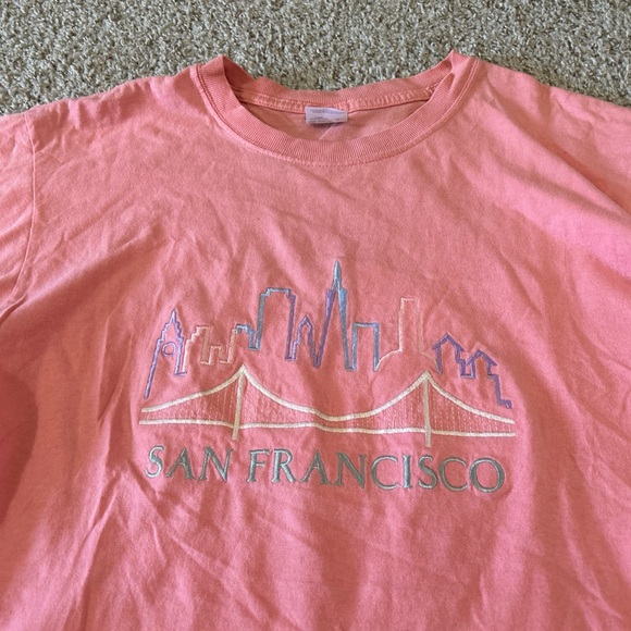 Anvil Women's Coral Pink Pastel Multicolor T-Shirt San Francisco Tourist Size L - Picture 3 of 7
